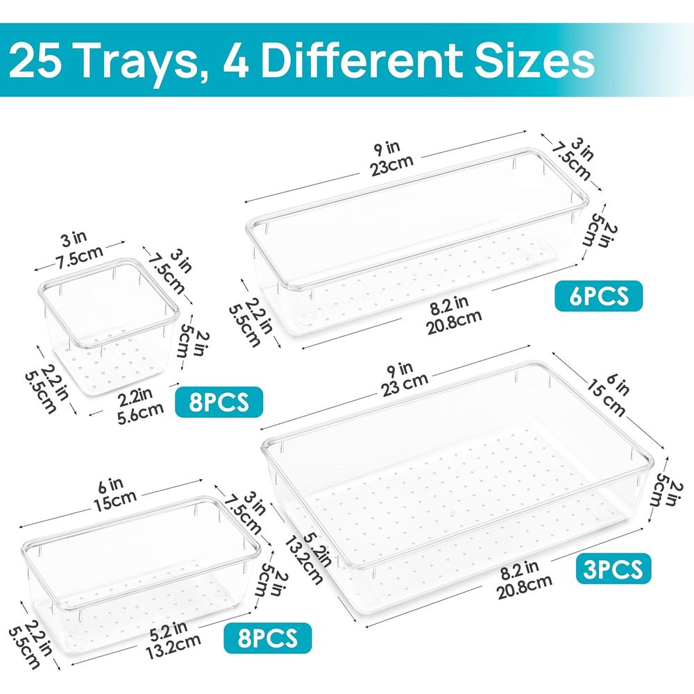 25 Parça Şeffaf Plastik Çekmec - Drawer Organizer Tray incelemesi ve fiyatı
